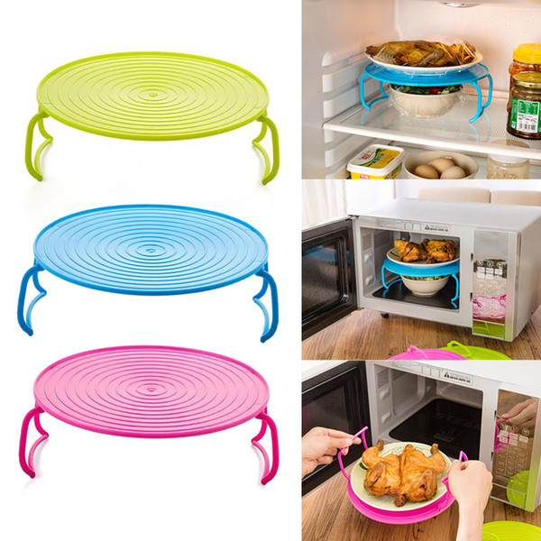 Microwave Oven Rack Plastic Microwave Stand Double Insulated Heating Tray Rack Bowls Layered Holder Organizer Tool Kitchen Accessories