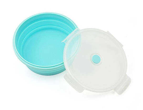 500ml Round Collapsible Silicone Lunch Box Food Storage Containers Food Fruits Holder Portable Refrigerator Microwave Oven Bento Box