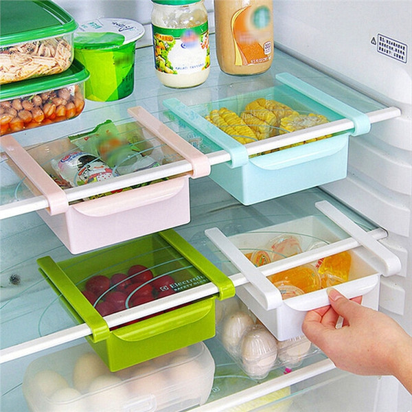 Mini ABS Slide Kitchen Fridge Freezer Space Saver Organization Storage Rack Bathroom Shelf