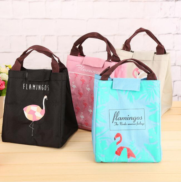 Flamingo Lunch Bags Women Portable Functional Oxford Insulated Thermal Food Picnic Kids Cooler Lunch Box Bags Tote