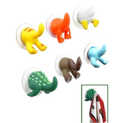 Cute Cartoon Lovely Animal Tail Rubber Sucker Hook Home Office Use 6 Colors Hook Key Towel Hanger Wall Holder