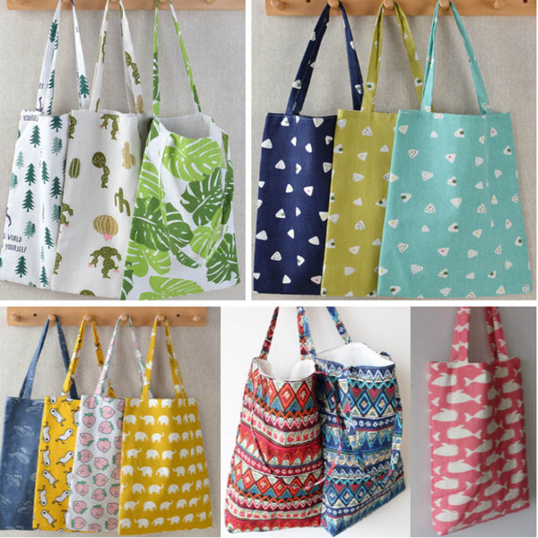 Reusable Grocery Bags Women Simple Shoulder Bag Designer Shopping Bag Large Capacity Cotton Linen Beach Bags Free DHL HH9-2097