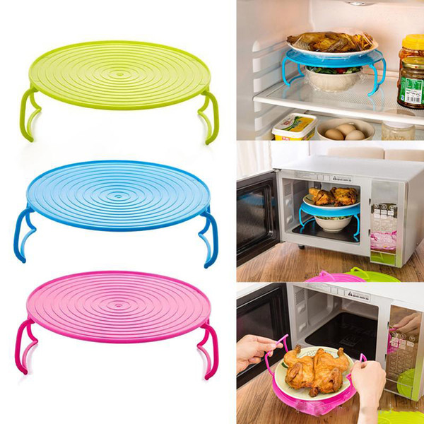 Microwave Oven Rack Plastic Microwave Stand Double Insulated Heating Tray Rack Bowls Layered Holder Organizer Tool Kitchen Accessories