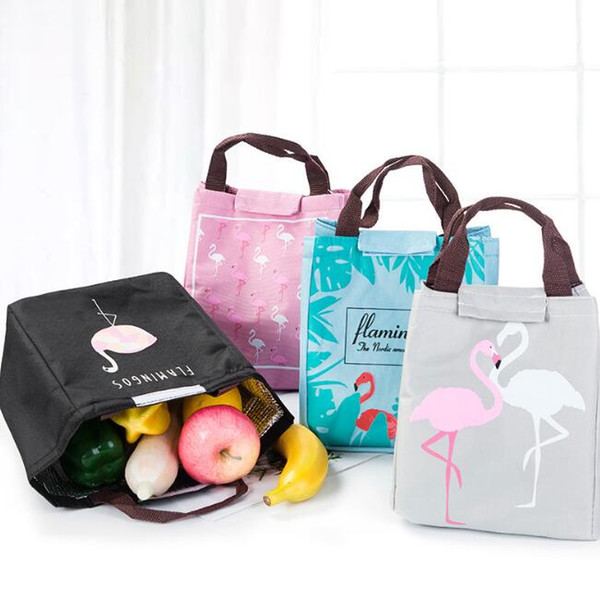 Fresh Insulated Lunch Bags Thermal Fashion Portable Tote Cooler Flamingo Oxford Lunch Bag For Female Kids Food Picnic Organizer Bag