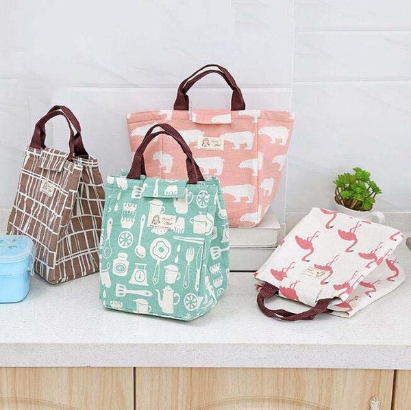 fashion cotton linen keep warm fresh insulated cold storage lunch bag waterproof portable insulation bags package