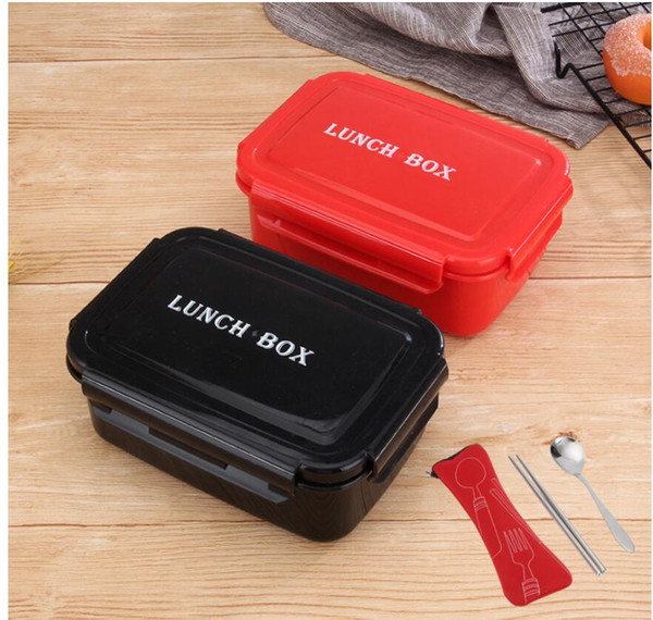 Simple stainless steel separated lunch box student sealed lunch box Japanese style rectangular lunch box gift