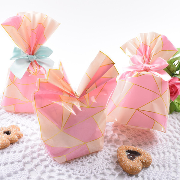 Cookie bags Pink Plaid Food OPP Bag Baking Bags Candy Gift Bag Food Grade Waterproof Bags Packaging