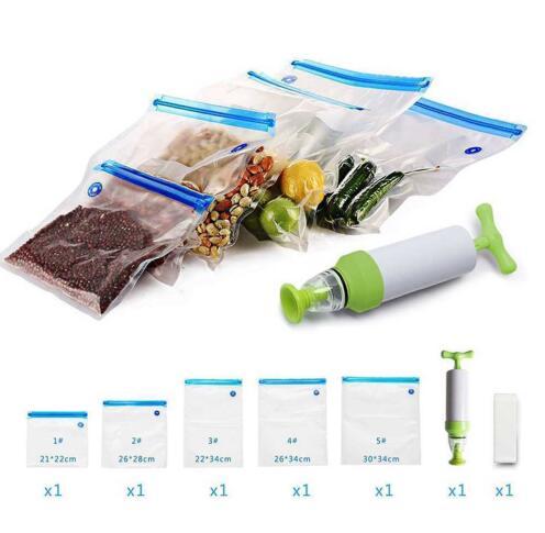 Food Packages Kitchen Organizer Vacuum pump Sous Vide Bags 10 Reusable Vacuum Food Storage Bags Large Kit for Anova, Joule Cookers