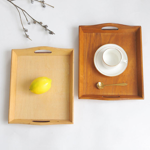 Wood Fruit Plates Rectangular Tray Dried Wood Trays Snack Candy Cake Holder Wooden Storage Dishes Kitchen Tools