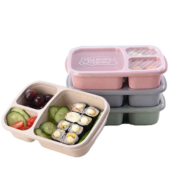 3 Grid Lunch Boxes With Lid Microwave Food Fruit Storage Box Take Out Container Portable Food Storage Lunch Box