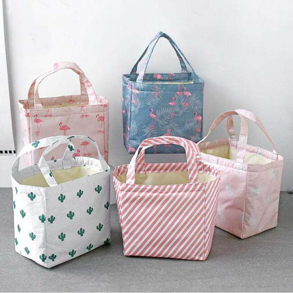 Flamingo Lunch Bags Cute Portable Cartoons Functional Insulated Thermal Food Fruit Picnic Lunch Box Bags Tote