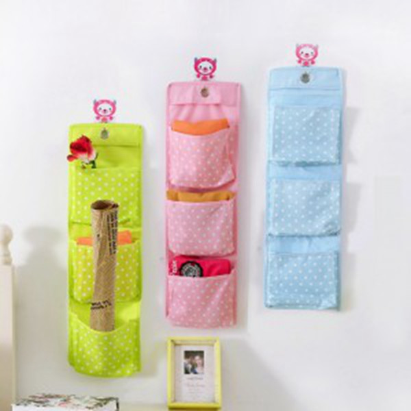 2 3 4 Pockets Dots Waterproof Oxford Cloth Door Back Wall Bedside Cabinet Grocery Hanging Organizers