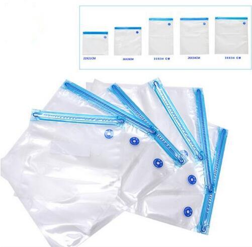 5pcs Vacuum Bag Food Air Vacuum Compressed Bag Organizer with Transparent Sealed Storage Bags Reusable freezer bags Kitchen storage