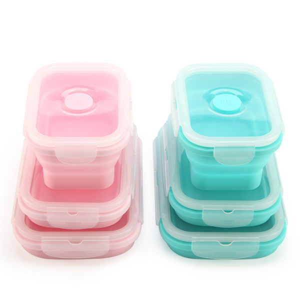 3pcs/set Collapsible Silicone Lunch Box Food Storage Containers Food Fruits Holder Camping Road Trip Portable Microwave Oven Bento Box