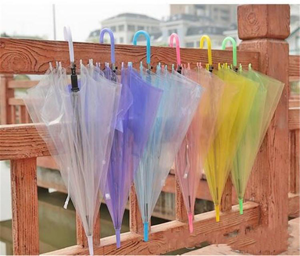 2017 Transparent Clear Umbrella Dance Performance Long Handle Umbrellas Colorful Beach Umbrella For Men Women Children Kids Umbrellas