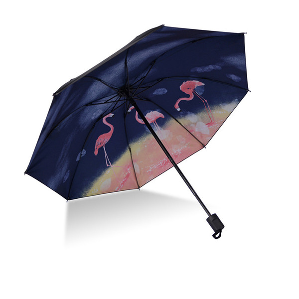 Folding Umbrella Double Layer Windproof Rain Sun Car Sunscreen Umbrellas Foldable Handle Umbrellas 23 Designs Flower Printed