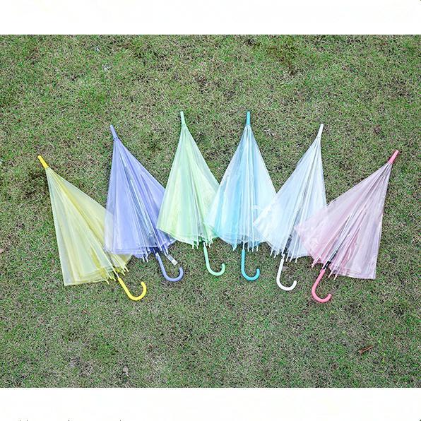 Clear Transparent Rain Umbrella PVC Rain Dome Bubble Rain Sun Shade Wedding Party Umbrellas Long Handle Straight Stick Umbrella