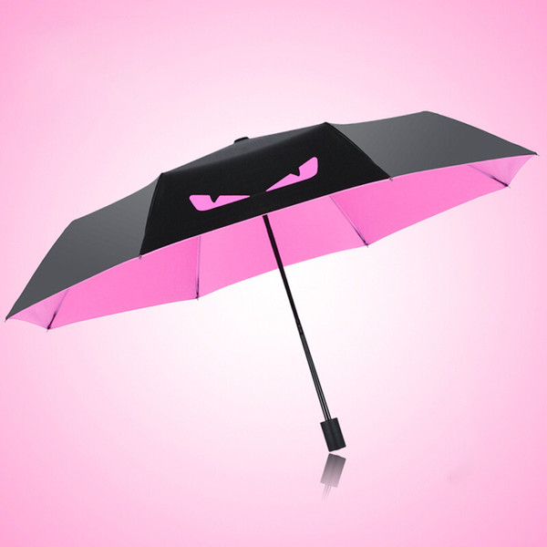 Devil Eyes Umbrella Cartoon Black Plastic Sunscreen Anti-UV Sun Umbrella Sunny Rainy Day Dual-use Umbrella Manual Umbrellas