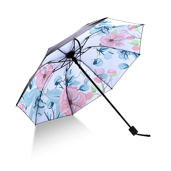 Folding Umbrella Double Layer Windproof Rain Sun Car Sunscreen Umbrellas Foldable Handle Umbrellas 23 Designs Flower Printing