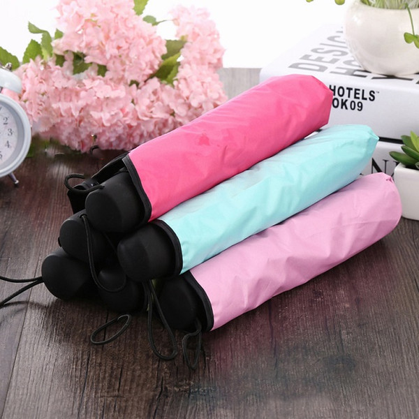 2018 New Creative Gifes Compact Travel Umbrella Windproof 8Ribs Gentle Colorful Three-folded Arched Umbrella With Black Coating