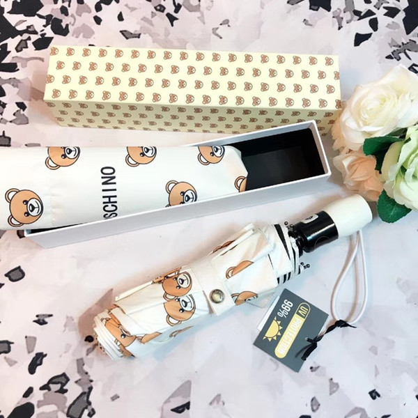 luxury Classic pattern Little bear logo Umbrella For Women 3 Fold Luxury Umbrella with gift Box And Bag Rain Umbrella VIP gift zdl 89.