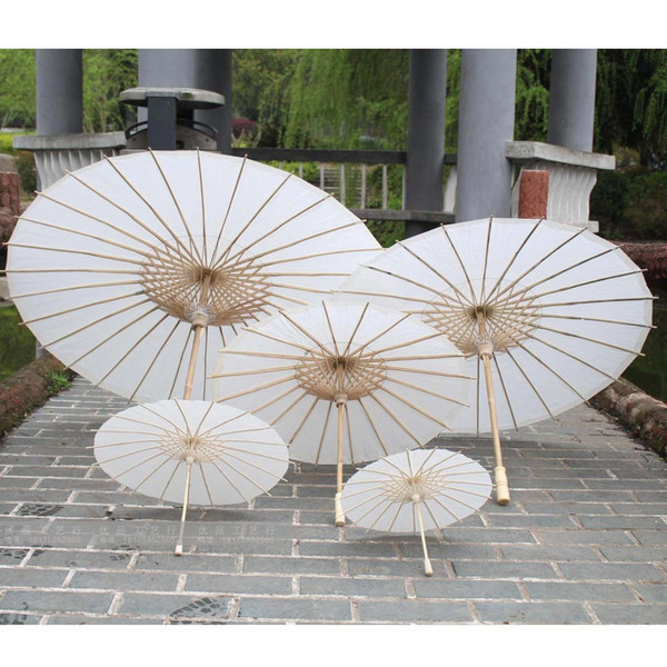 bridal wedding parasols White paper umbrella 5 radius 10-15-20-30-42cm Chinese mini craft umbrella wedding favor decoration