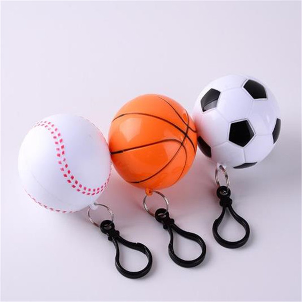 Football Basketball Baseball Spherical Raincoat Plastic Ball Key Chain Disposable Portable Raincoats Rain Covers Travel Tour Trip Rain Coat