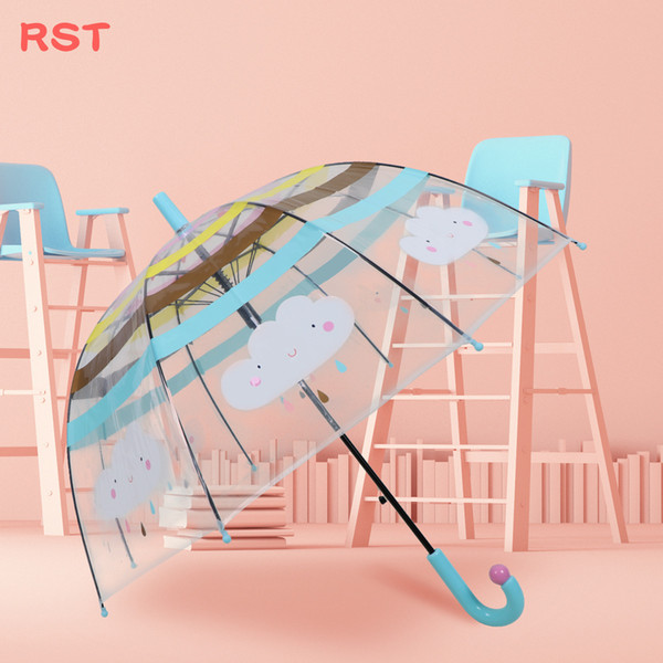 4 Colors At Random Mixed Children Umbrella Cartoon Cute Rainbow Clouds Children Apollo Transparent Umbrella