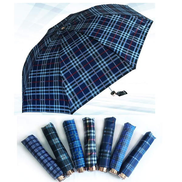 Folding Umbrella Rain Women or Men Large Outdoor Plaid Umbrella Windproof