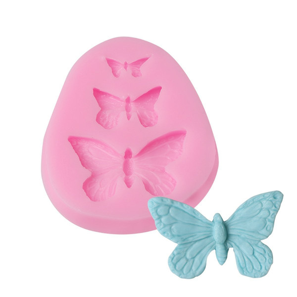 Silicone Baking Butterfly Shaped Fondant Chocolate Cake Decoration Mold Pink