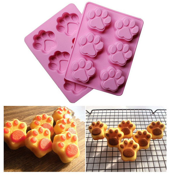 6Cups Cat's Paw Silicone Molds Fondant Decorating Tools Cute Cat Paw Cake Chocolate Puddy Ice Silicone Mould Silicone Cake Mold