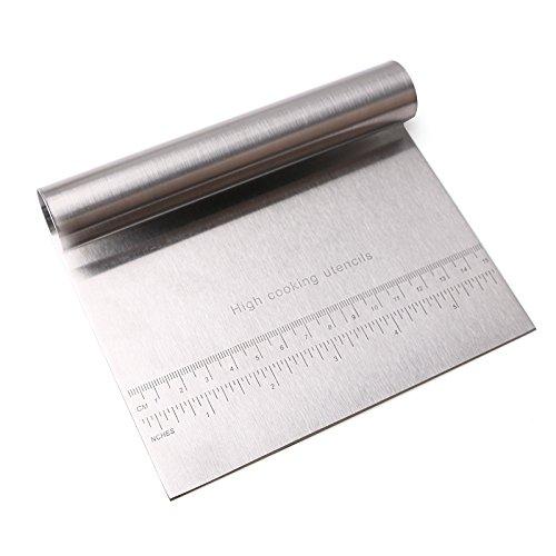 Stainless Steel Mirror Polished Dough Scraper Cutter Kitchen Utensil with Measurement of Inches and Centimeters