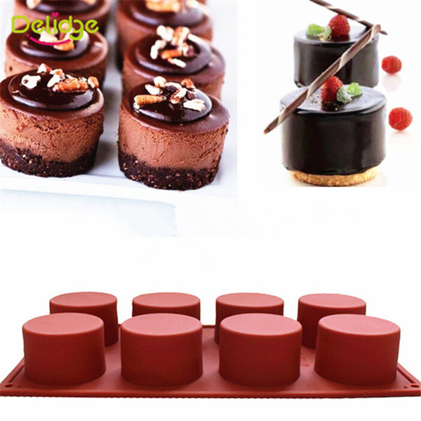 8 Holes Round Shape Silicone Cake Tools 3D Handmade Cupcake Jelly Pudding Cookie Mini Muffin Soap Maker DIY Baking Tools