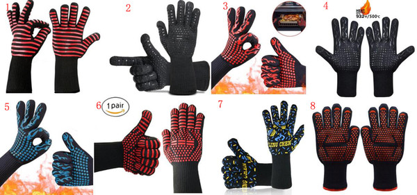 BBQ Grill Gloves Heat Resistance and Insulated Silicone for Barbecue with Grilling,Smoker,Cooking and Oven,Baking,Fireplace,Frying Kitchen