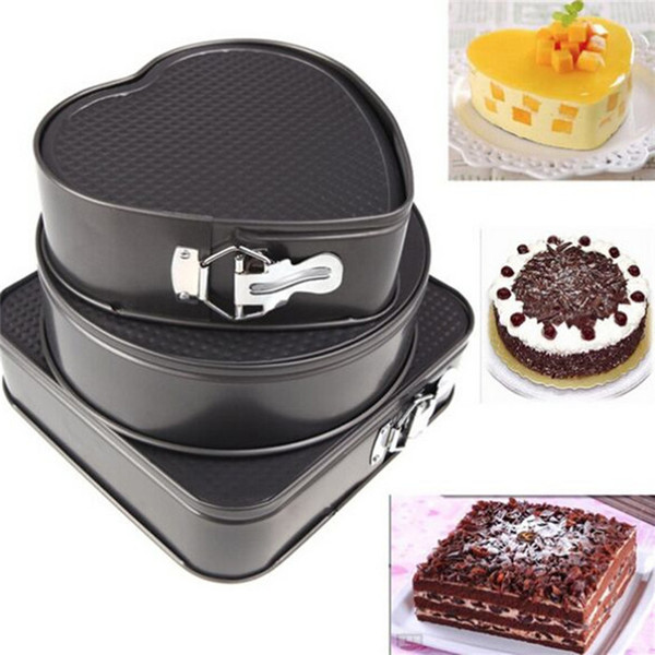 2017 new DIY Square round heart living bottom cingulate cake mould 3pcs/set ECO Friendly not paste Carbon steel Baking tools free shipping