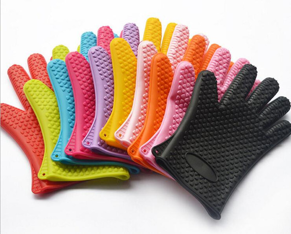 Silicone Kitchen Cooking Gloves Microwave Oven Non-slip Mitt Heat Resistant Silicone Home Gloves Cooking Baking BBQ gloves Holder