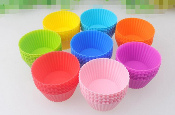 7cm Round shape Silicone Muffin Cases Cake Cupcake Liner Baking Mold multiple colors jelly baking mold cup cupcake