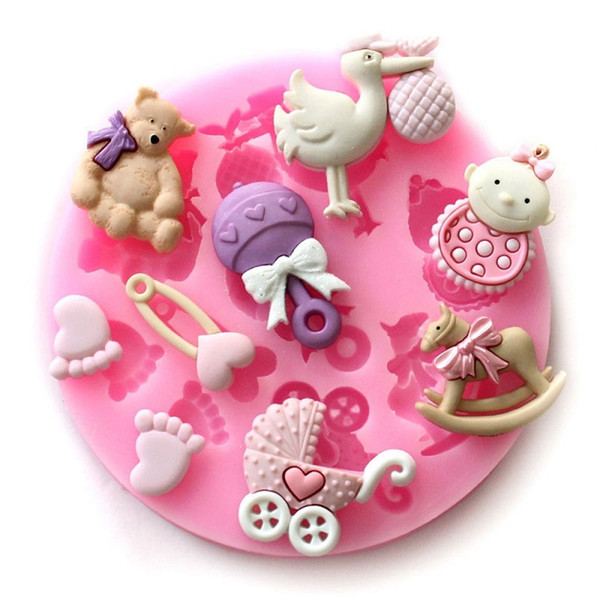 Silicone Cake Decorating Tools Baby Shower Sugar Fondant Chocolate Mold Soap Candle Moulds Sugar Craft Tools Bake Ware