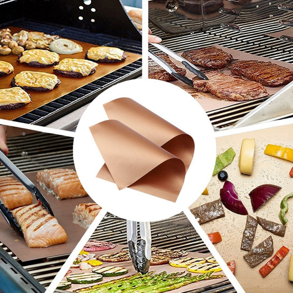 Kitchen Copper Chef Grill and Bake Mats Outdoor BBQ Tools Barbecue Roast Sheet Drop Shipping 40*33cm/34*23.5cm 2 Pcs/Pack