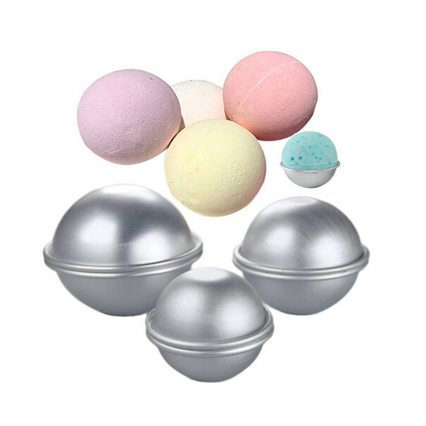 2Pcs/pack Bath Cake Mold 3D Aluminum Alloy Ball Sphere Bath Bomb Mold Cake Baking Pastry Mould 4.7 cm 5.7 cm 6.7cm