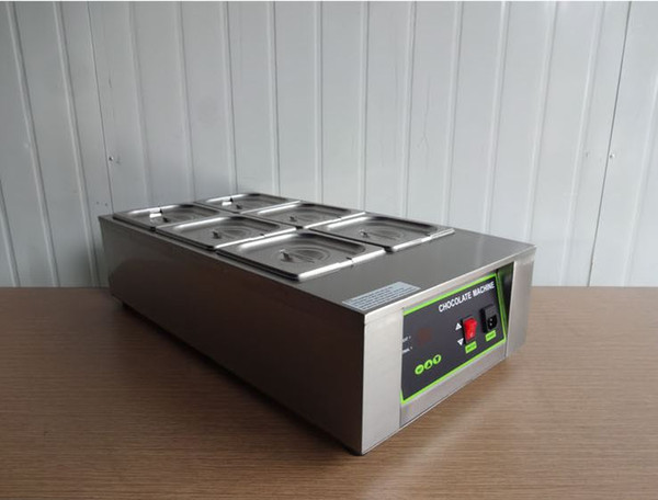 6 containers chocolate tempering machine/chocolate melting machine/chocolate melter with 6 pots 110v/220v free shipping free tax