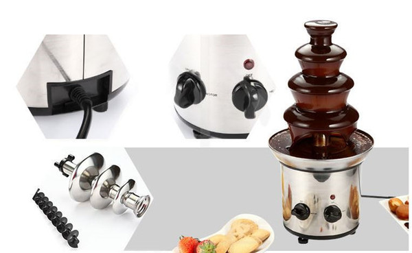 mini 110V/220v Electric 4 Tier Chocolate Fountain Machine chocolate fountain maker For Party/wedding free shipping free tax