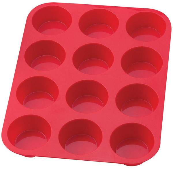 Silicone Muffin Pan Non Stick Cake Bake Tray 12-Cup Round Cells Cupcake Baking Tools FDA 100pcs/Lot