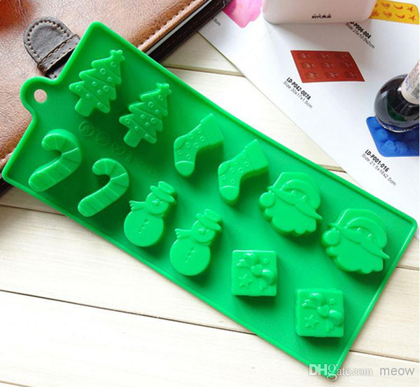 Christmas Tree Silicone Cake Mold Chocolate Mould Wand Sock Snowman Ice Tray Cake Tools FDA Level