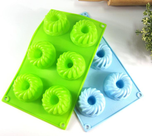 Silicone Spiral Baking Mold Chiffon Mousse Baking Cake Mould Jelly 6 Cells Baking Ice Cream Molds Bread Cake Tray Non-Stick