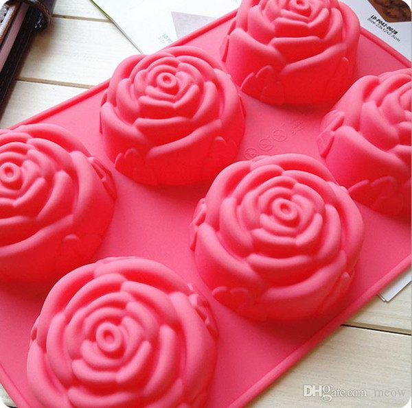 Silicone Chiffon Mousse Cake Mold Rose Baking Mould Jelly 6 Cells Baking Ice Cream Molds Bread Cake Tray Non-Stick Kitchen Tool