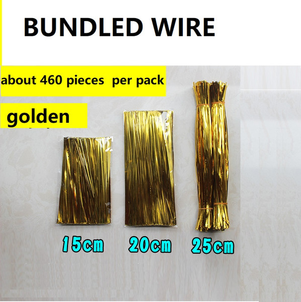 Boundled Wire Bunldling line Sealing rope Steel wire Popcorn bag Baking package Food Gift Biscuits packaging bag sealing rope etc. Golden