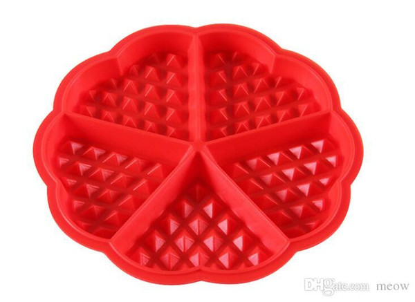 Silicone Waffle Maker Mold Red Heart-shaped Silicone Waffle Mold Silicone Cake Bakeware Checkered Baking Tools Non Stick