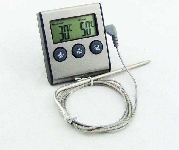 Oven Thermometer Large LCD Digital Grilling, BBQ, Oven, Cooking, Meat Probe Thermometer Built in Timer with Stainless Steel Thermosens Probe