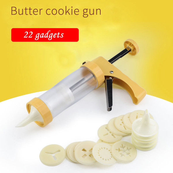 Cookie Gun Cutter Butter Cookie Cutter With 22 Tips For Milking Butter Accessories Multiple patterns Fancy Biscuit Machine Biscuit Maker